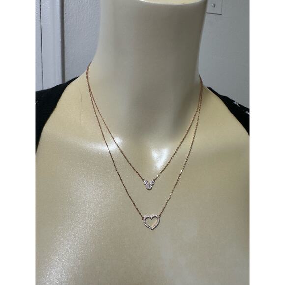 Disney double layered heart necklace rose gold layer preloved hearts heart - Picture 3 of 8